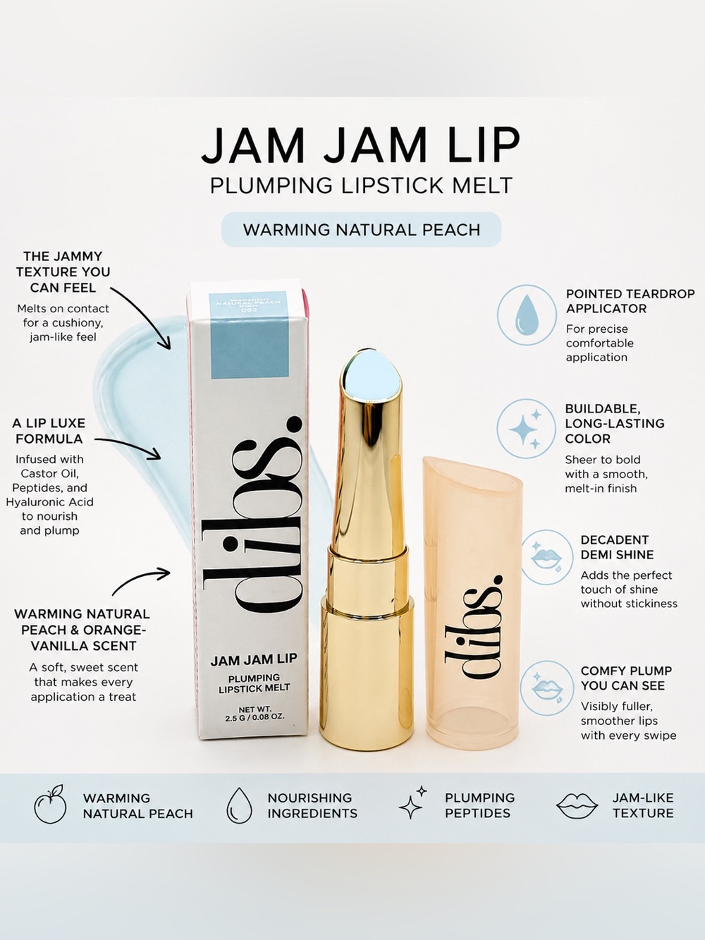 DIBS Beauty Jam Jam Lip Plumping Lipstick Melt Blueberry Ice NIB